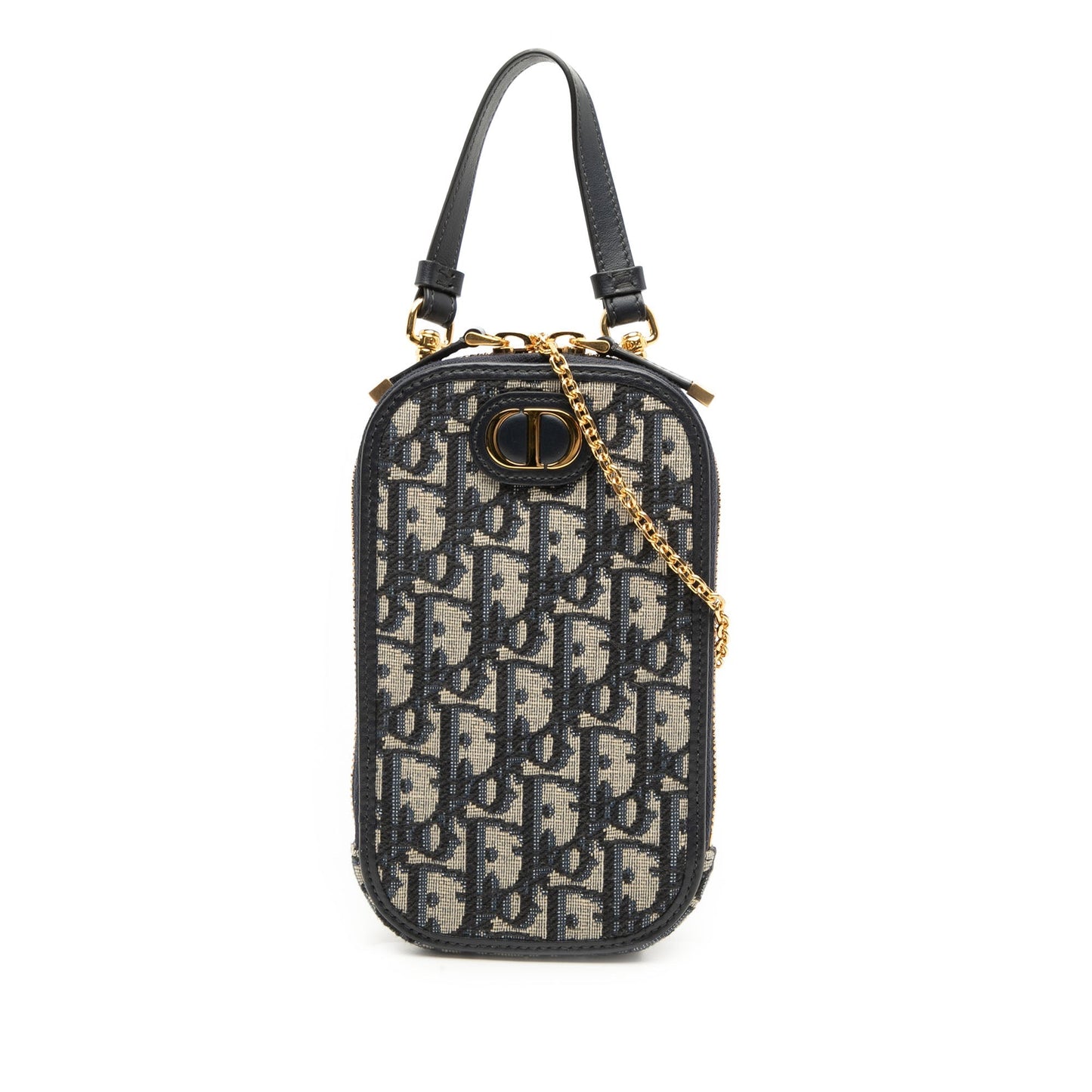 Blue Dior Oblique Canvas 30 Montaigne Call in Dior Phone Holder Satchel