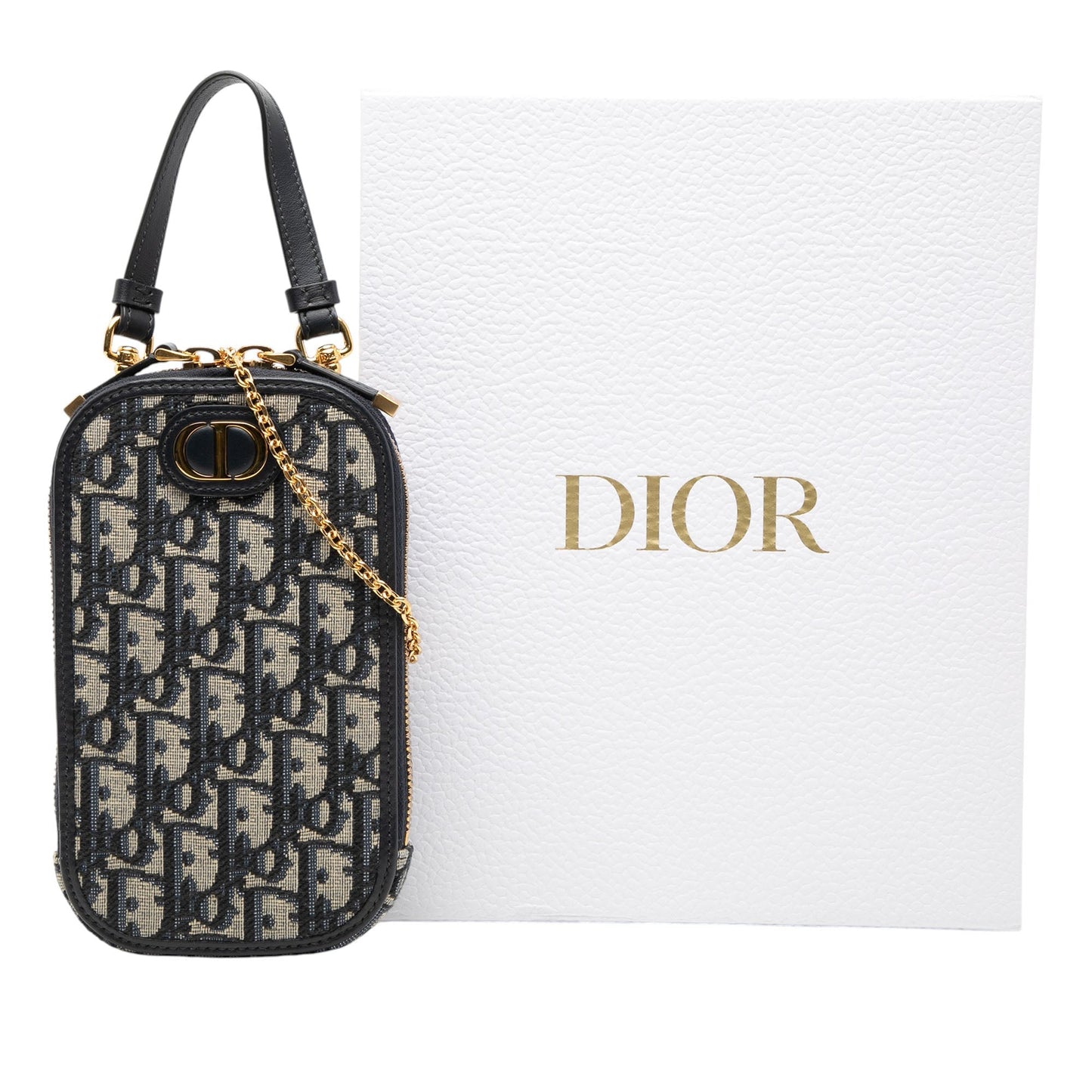 Blue Dior Oblique Canvas 30 Montaigne Call in Dior Phone Holder Satchel