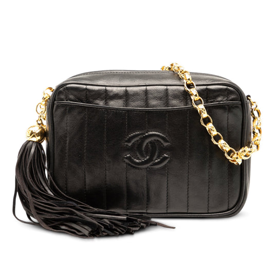 Black Chanel CC Quilted Lambskin Tassel Camera Bag