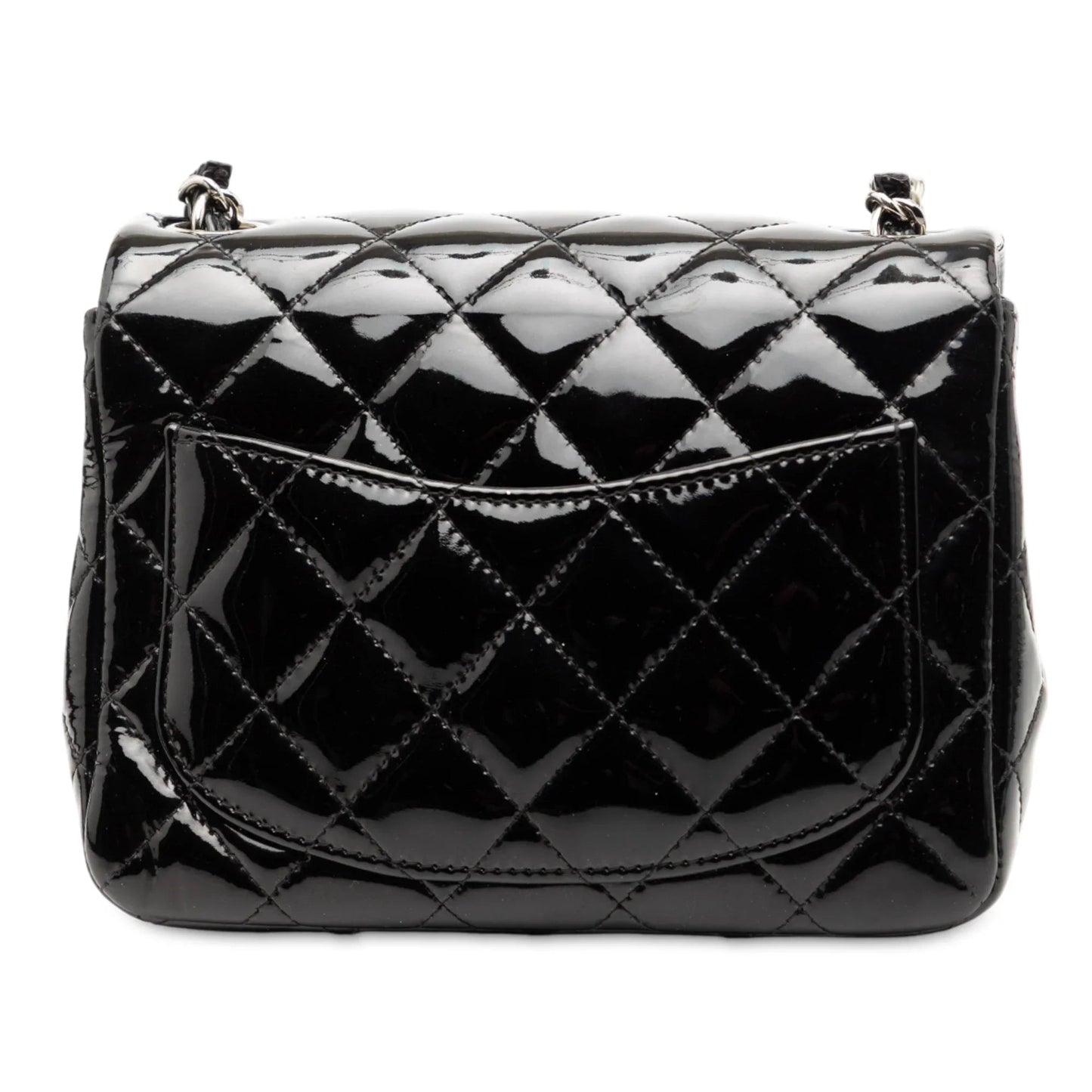 Black Chanel Mini Square Classic Patent Single Flap Crossbody Bag