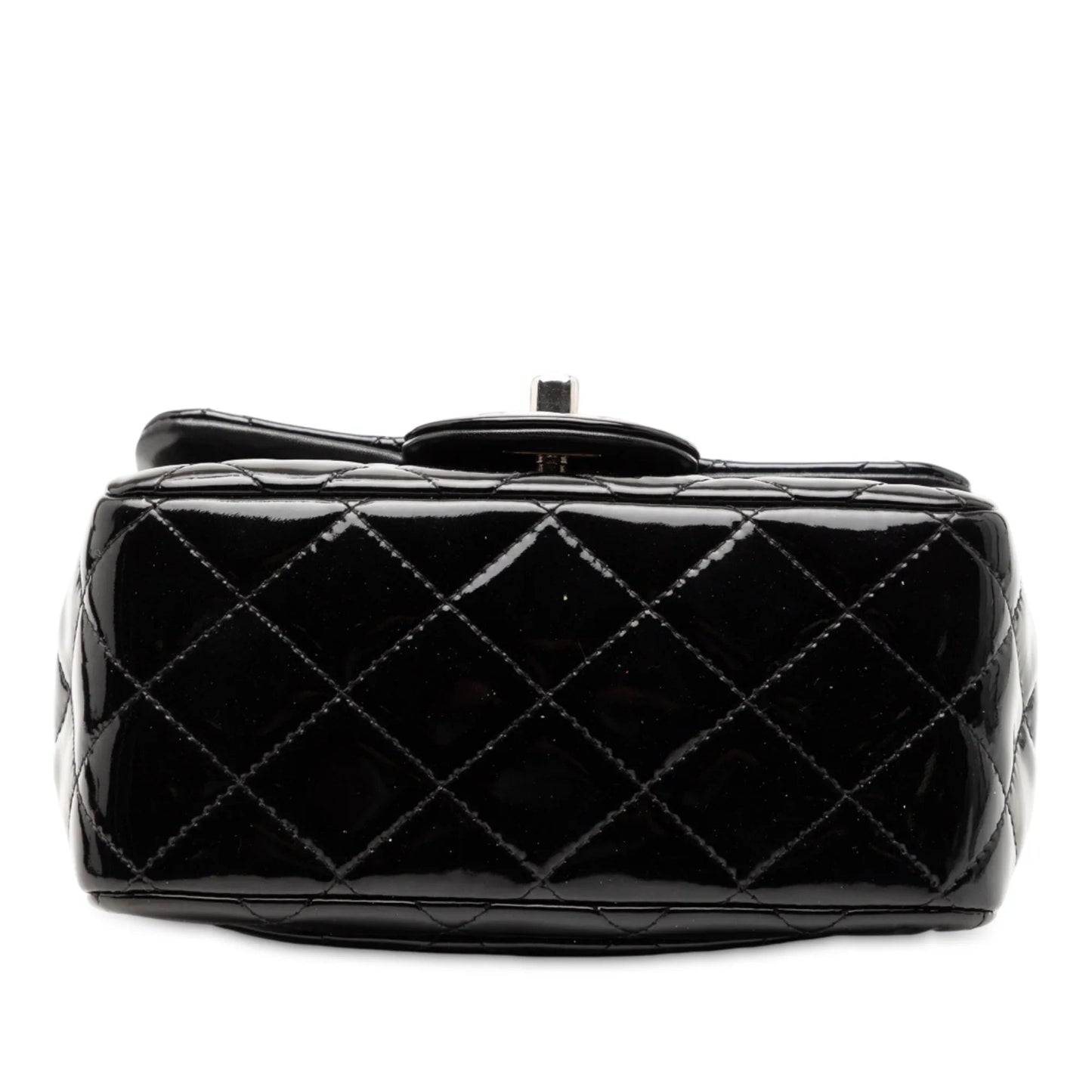 Black Chanel Mini Square Classic Patent Single Flap Crossbody Bag