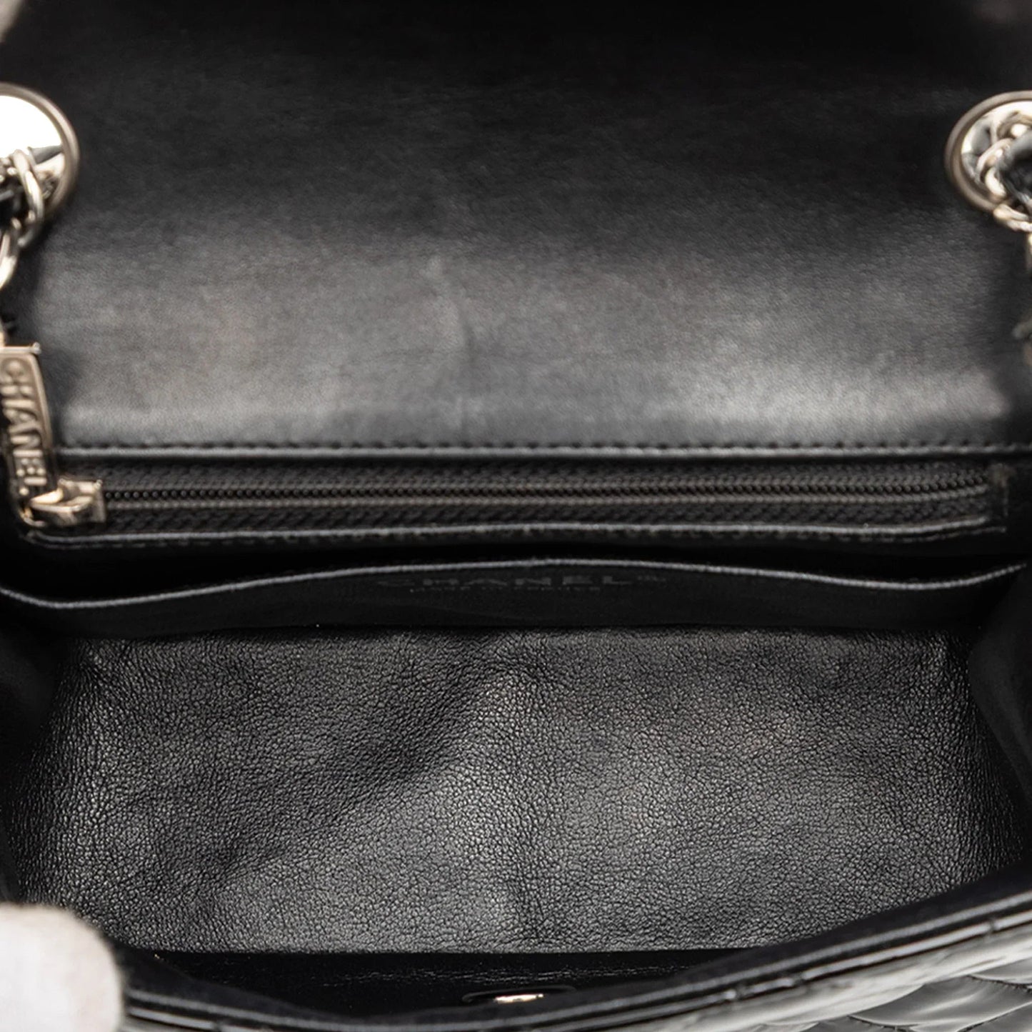 Black Chanel Mini Square Classic Patent Single Flap Crossbody Bag