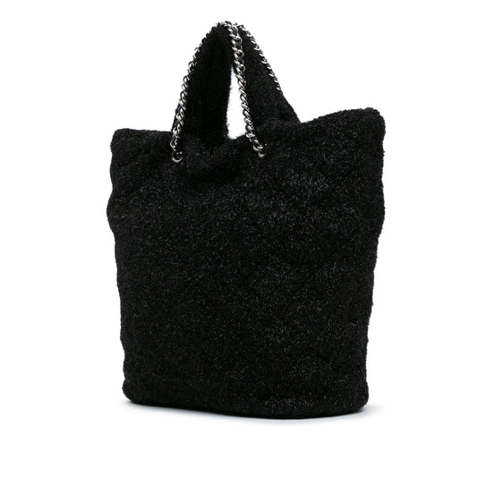 Black Chanel Large Quilted Knit Pluto Glitter Satchel