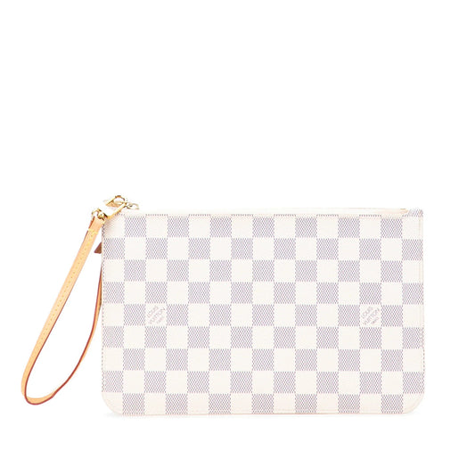 White Louis Vuitton Damier Azur Neverfull MM Pouch