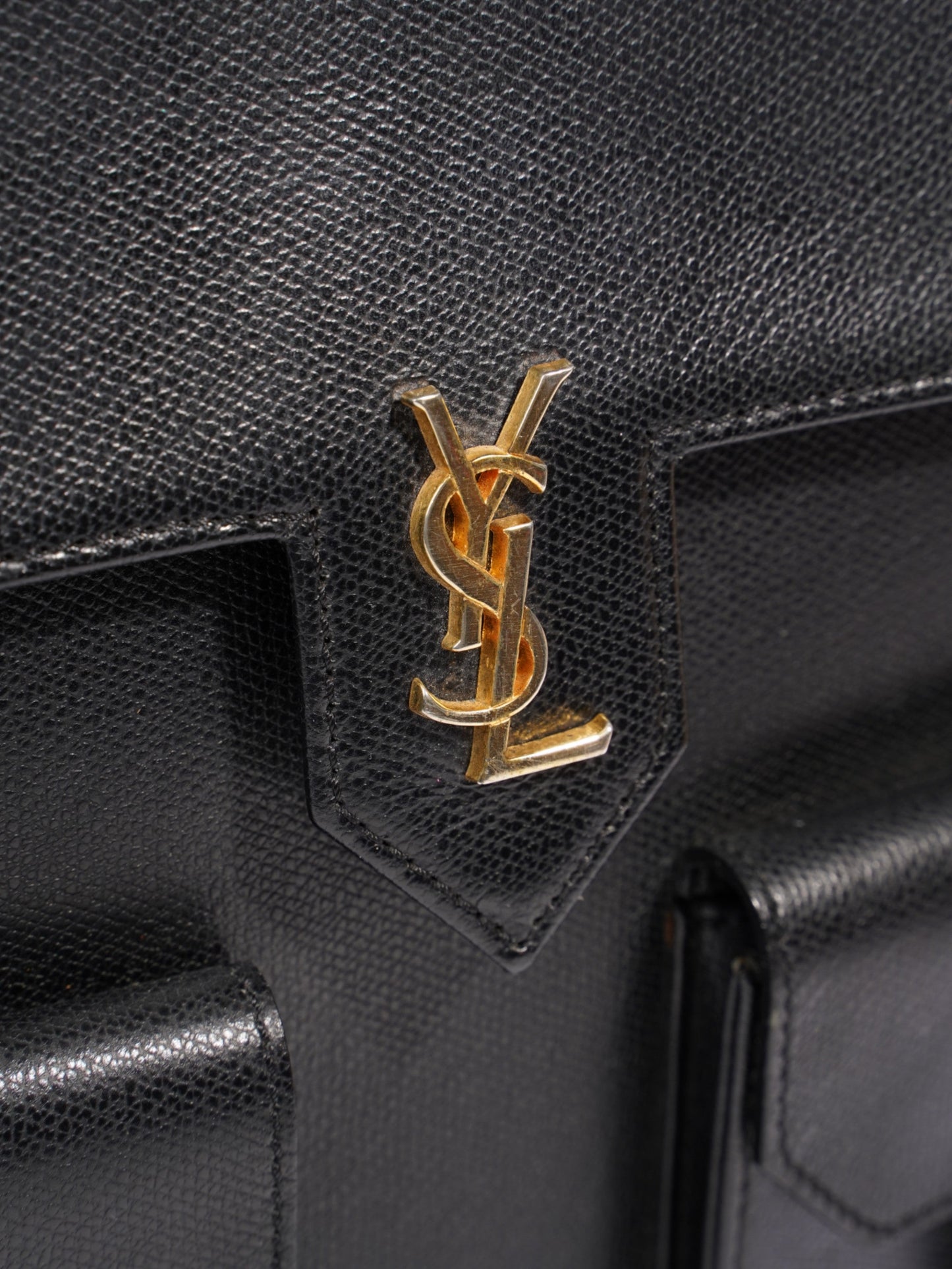 Saint Laurent   Top Handle Black Grained Leather
