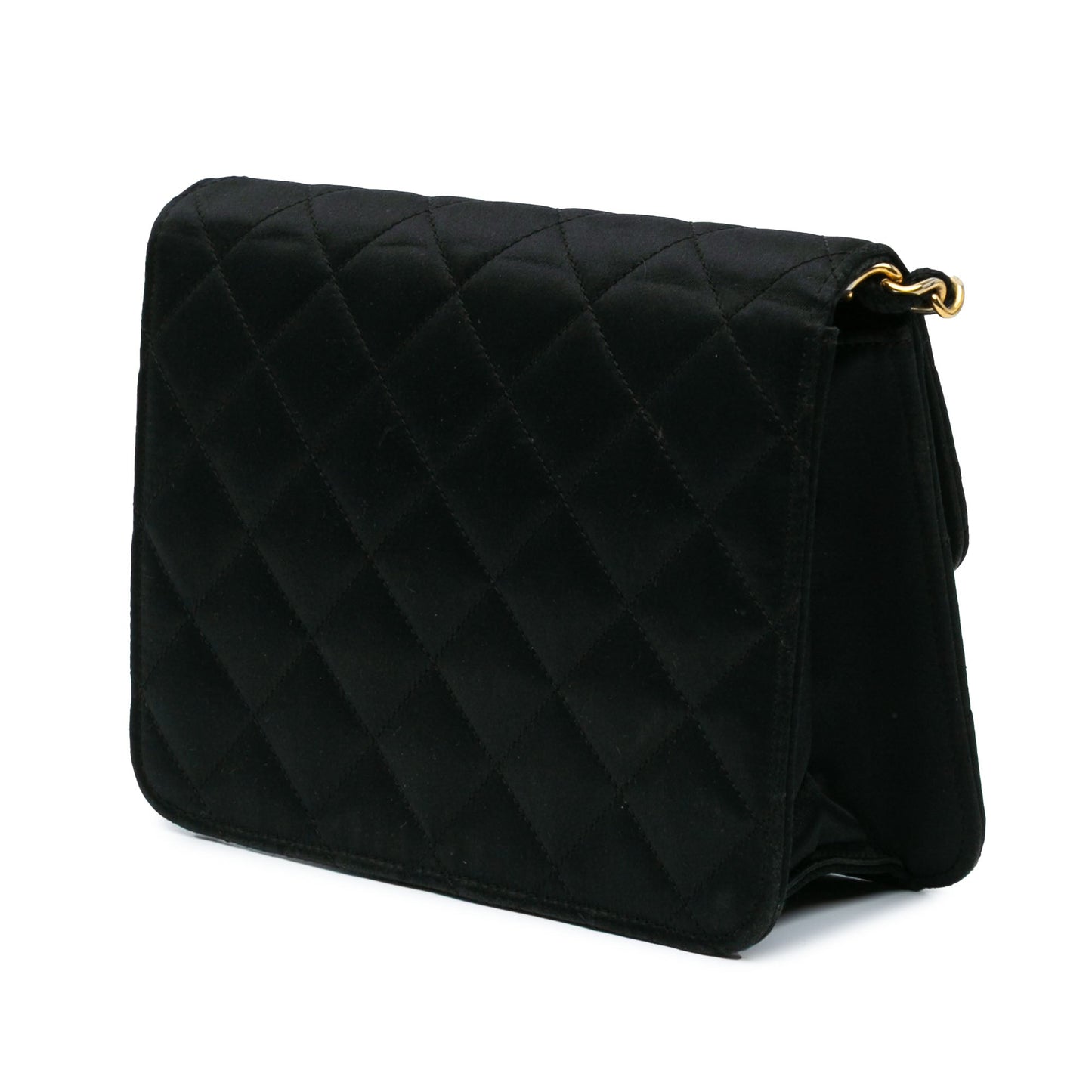 Black Chanel Mini Square Classic Satin Single Flap Crossbody Bag
