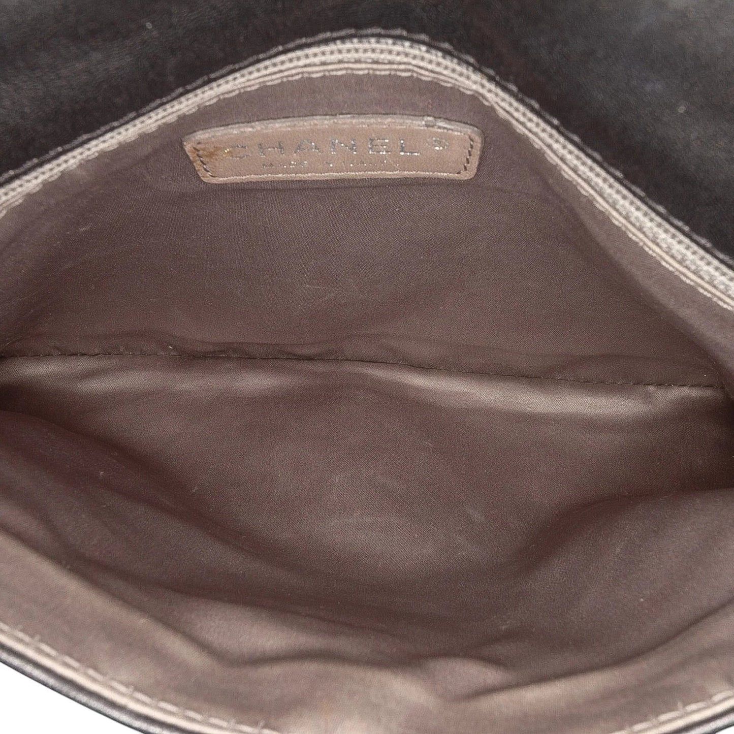 Black Chanel Quilted Metallic Distressed Lambskin CC Crystal Flap Shoulder Bag