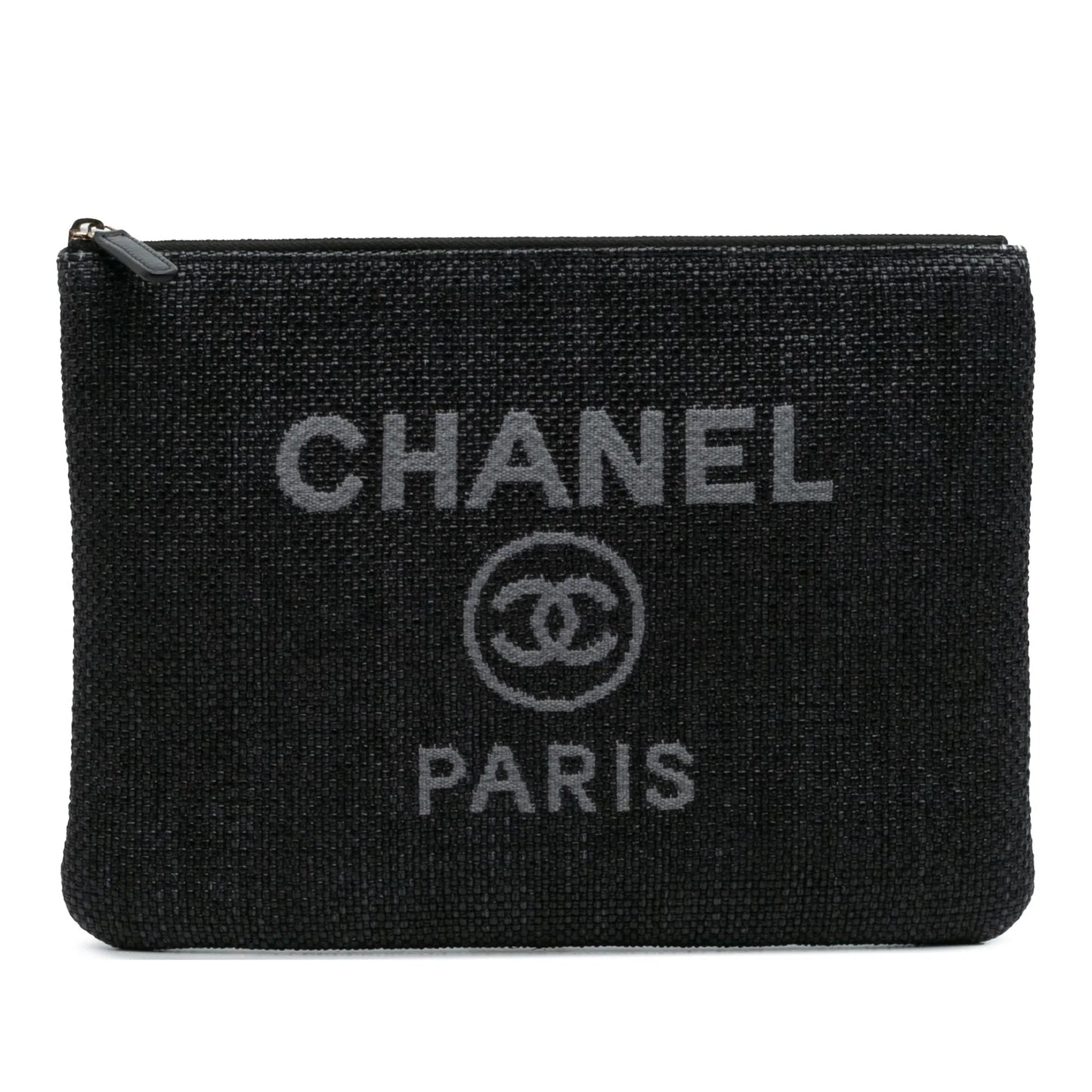 Black Chanel Medium Straw Deauville O Case Clutch