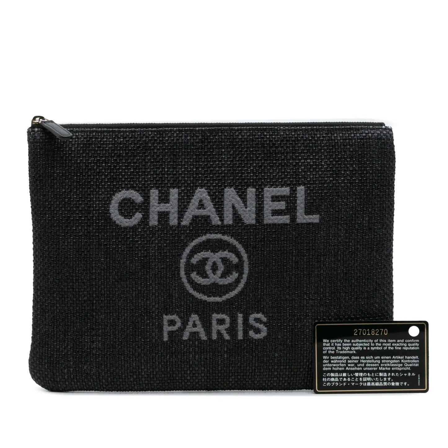 Black Chanel Medium Straw Deauville O Case Clutch