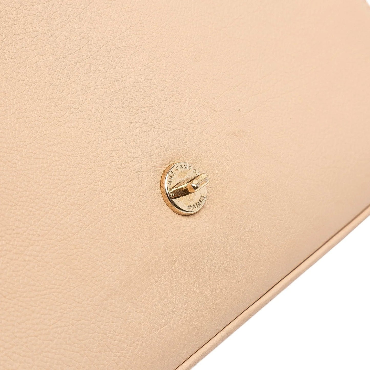 Tan Chanel Medium Quilted Calfskin Label  Flap Satchel