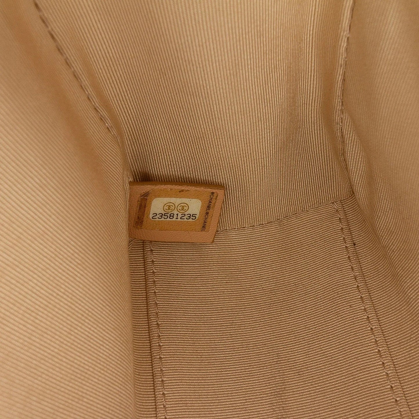Tan Chanel Medium Quilted Calfskin Label  Flap Satchel