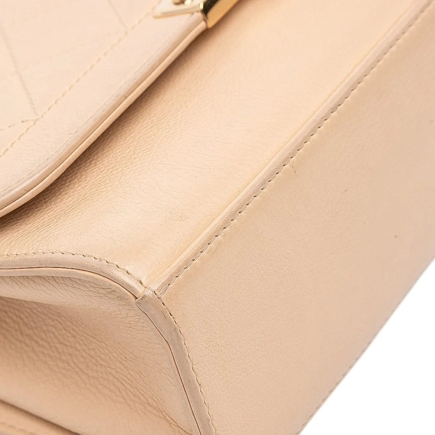 Tan Chanel Medium Quilted Calfskin Label  Flap Satchel