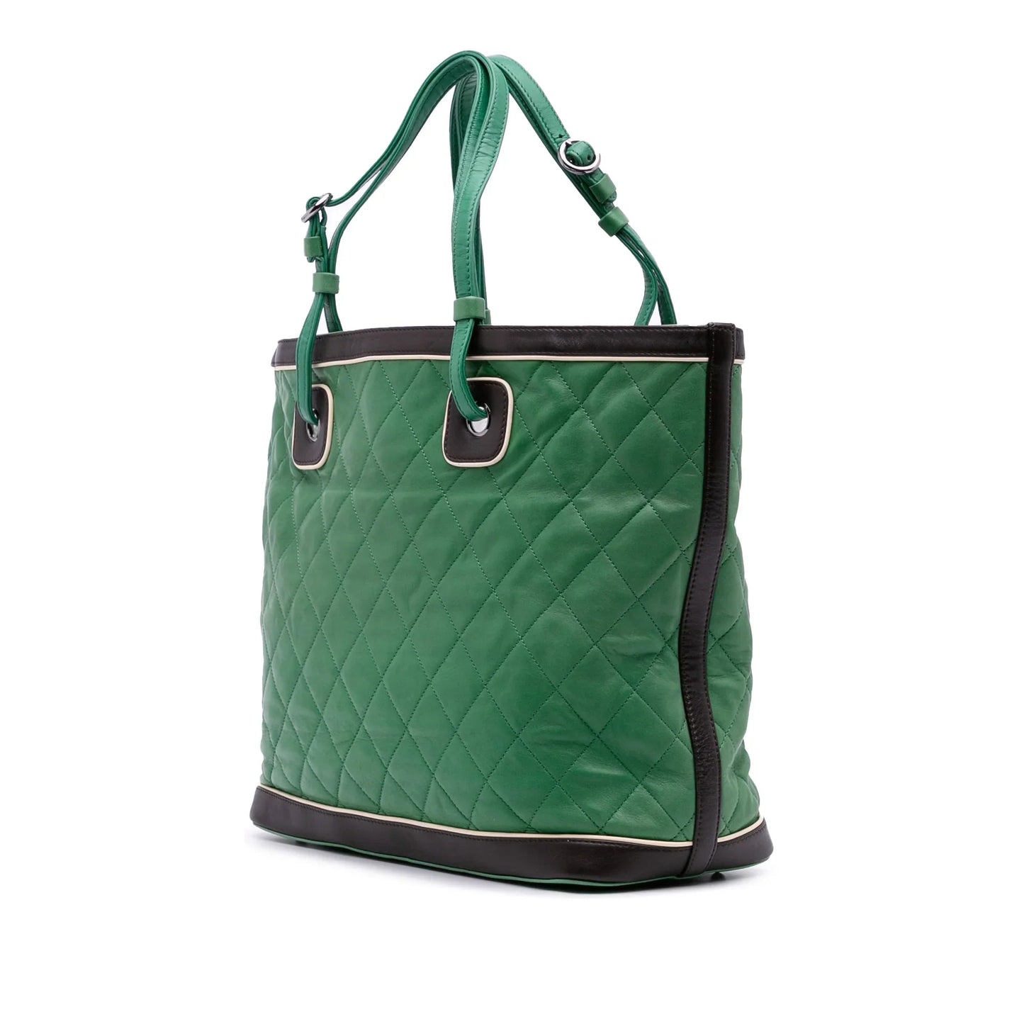 Green Chanel Large Quilted Lambskin Country Club Tote