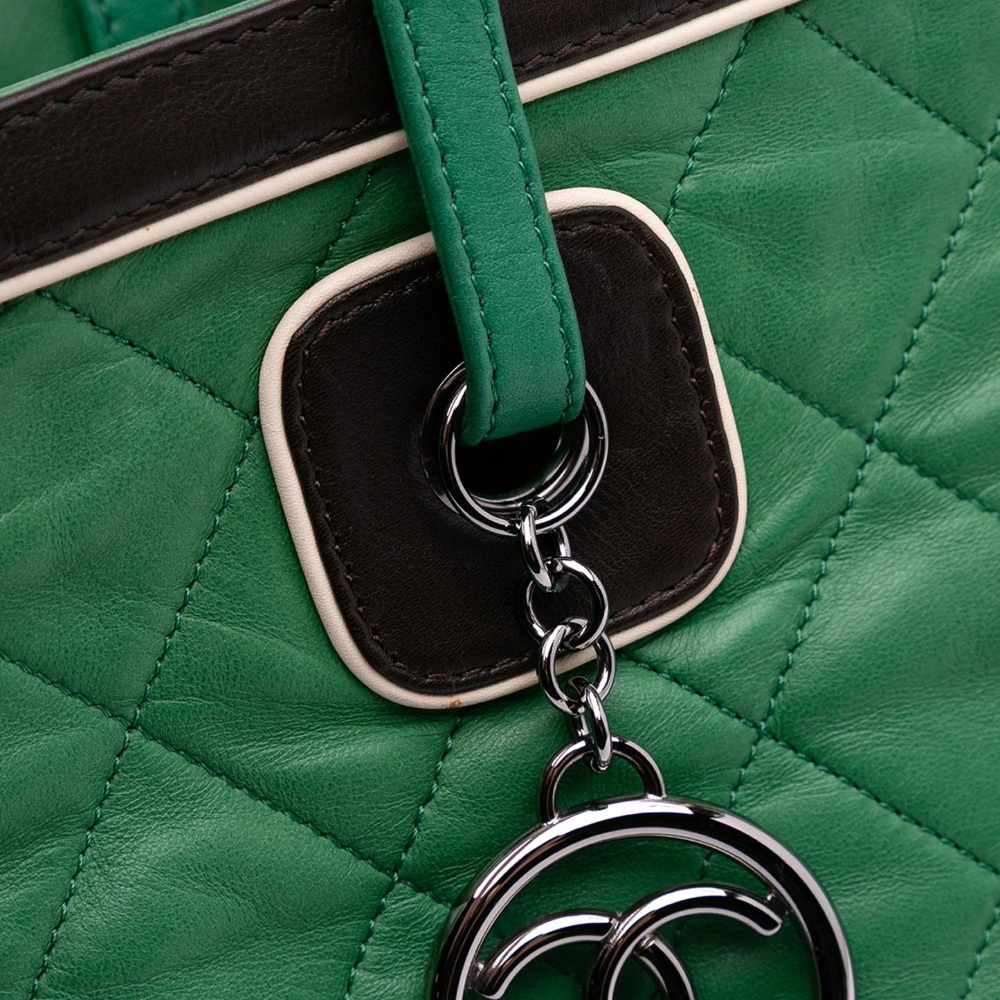 Green Chanel Large Quilted Lambskin Country Club Tote