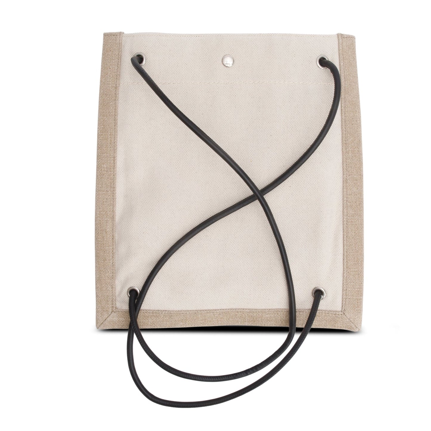 Saint Laurent 2023 Beige Linen Calfskin Rive Gauche Drawstring Backpack