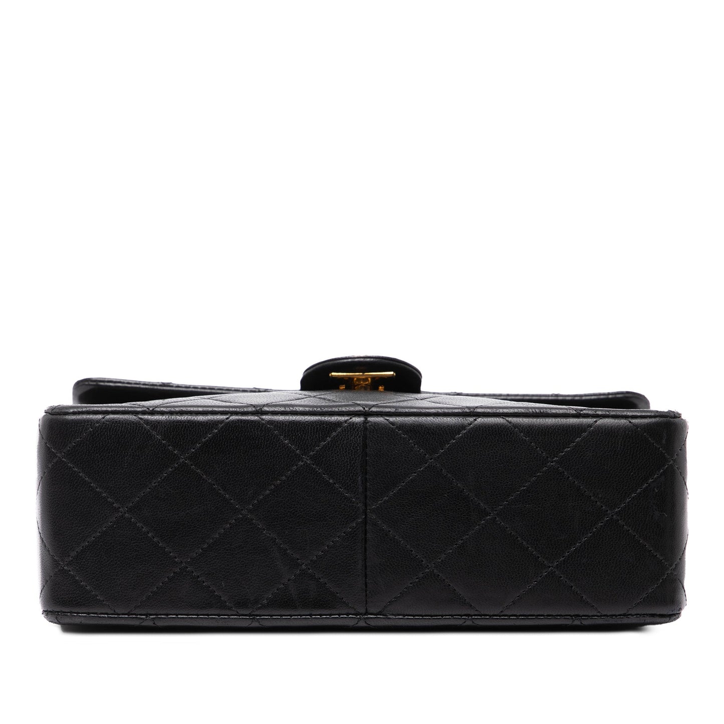 Black Chanel Square Quilted Lambskin Single Flap Shoulder Bag