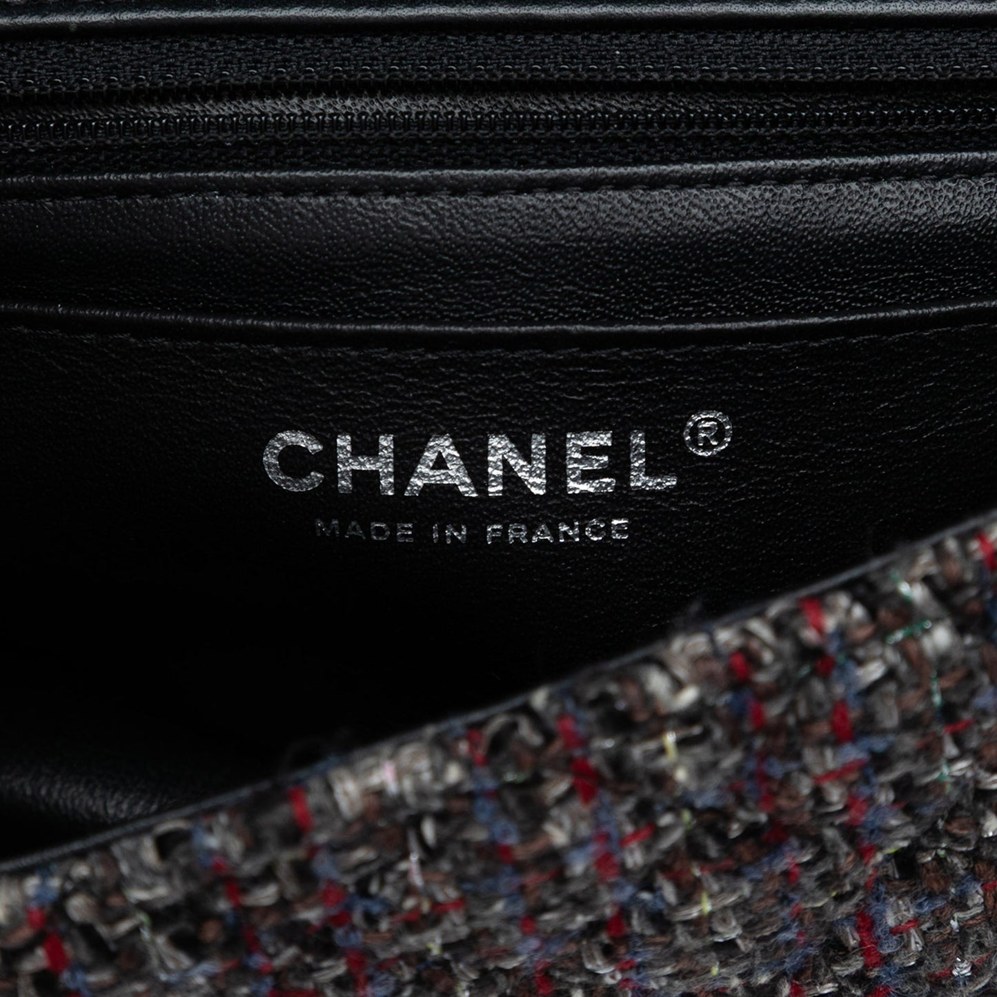 Black Chanel Mini Rectangular Classic Braided Tweed Single Flap Crossbody Bag