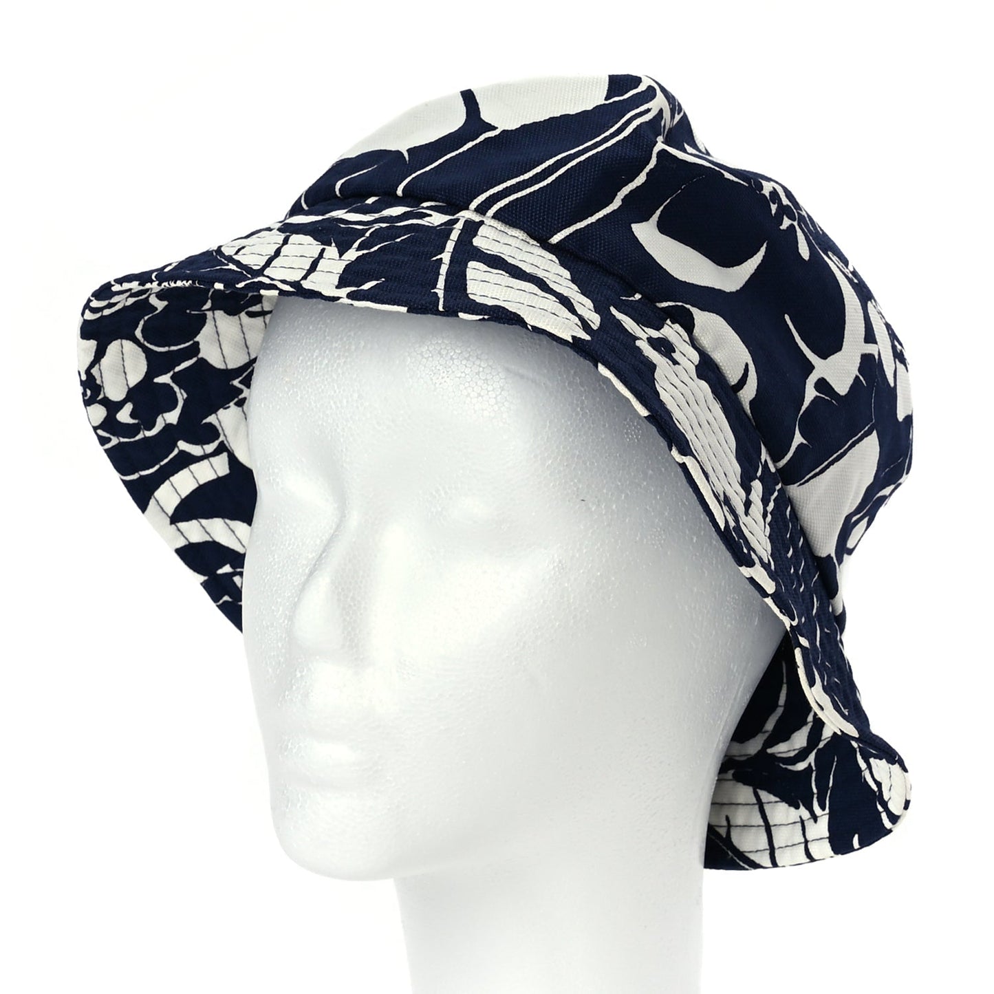 Chanel Cotton Canvas Bucket Hat L Navy Ivory