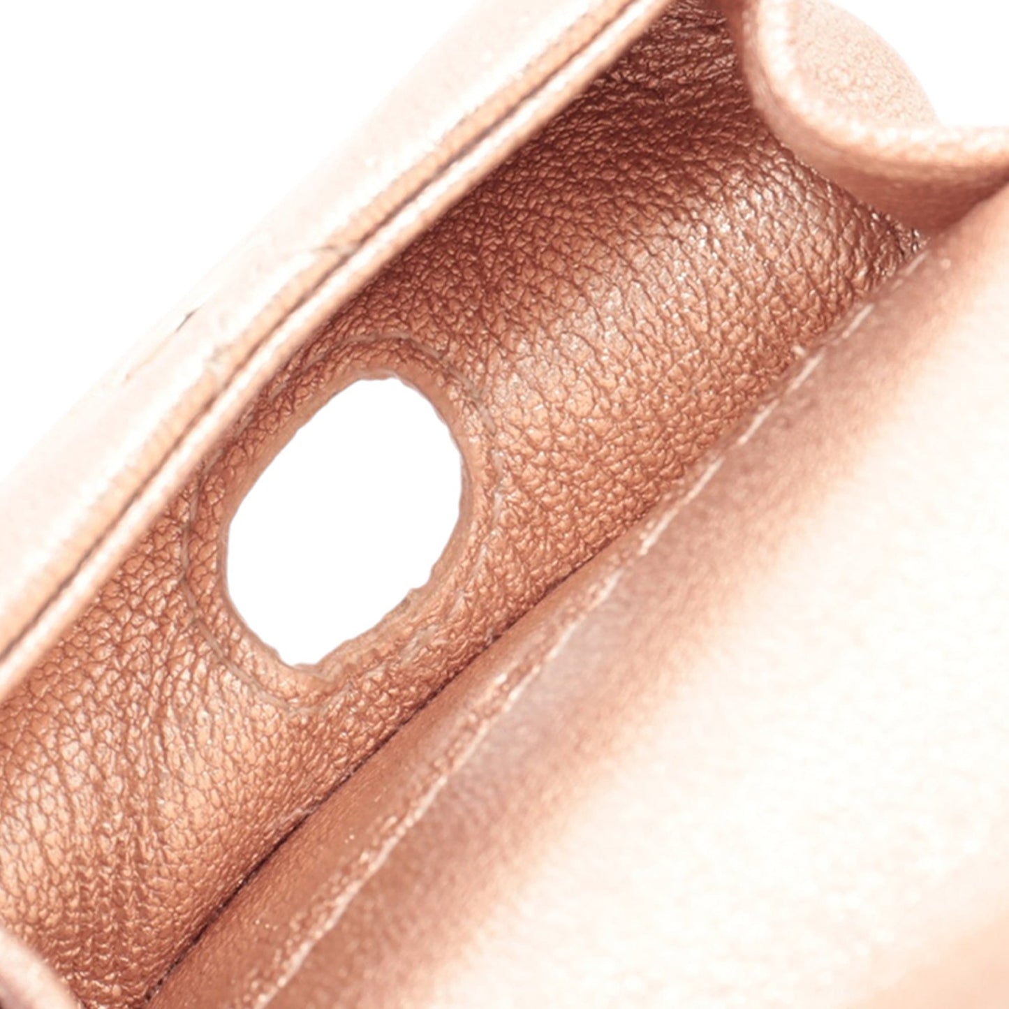 Rose Gold Chanel CC Quilted Metallic Lambskin Coin Pouch and AirPods Pro Case