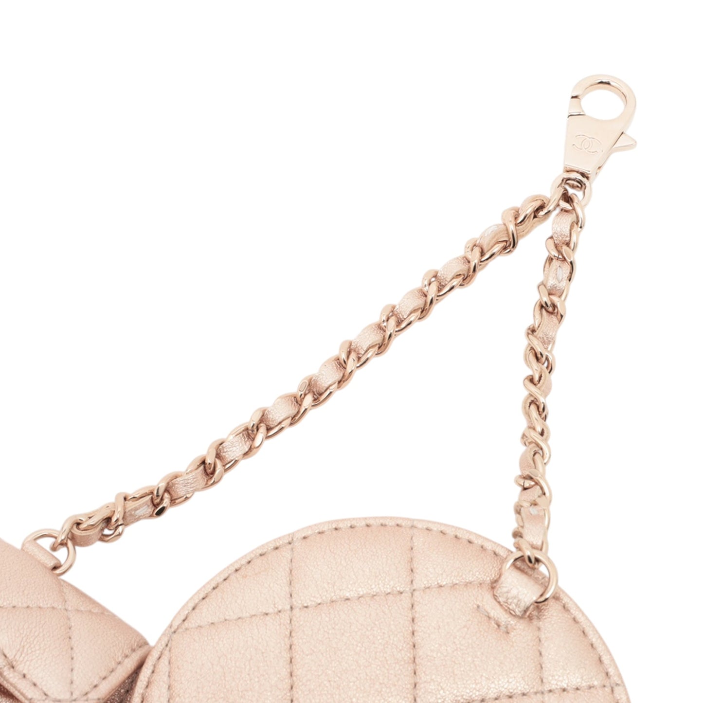 Rose Gold Chanel CC Quilted Metallic Lambskin Coin Pouch and AirPods Pro Case