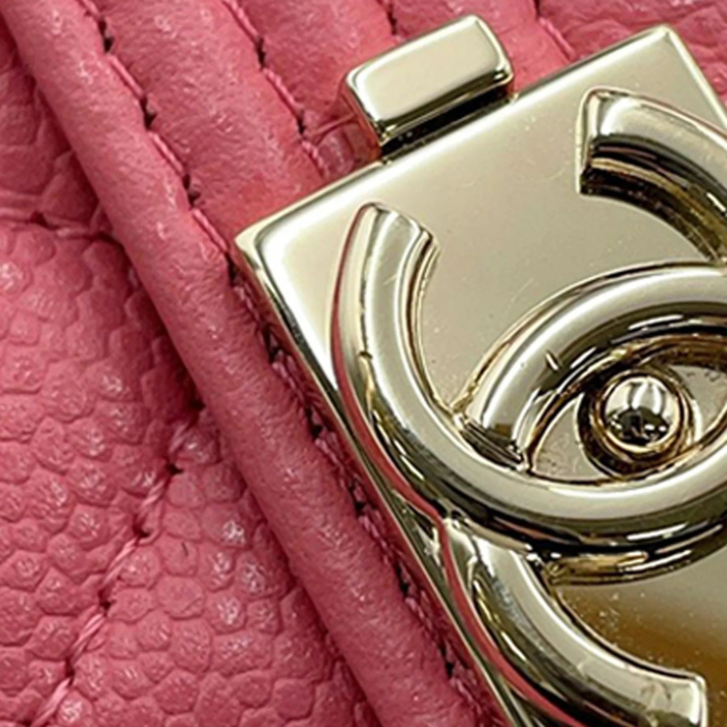 Pink Chanel Quilted Caviar Boy Compact Wallet