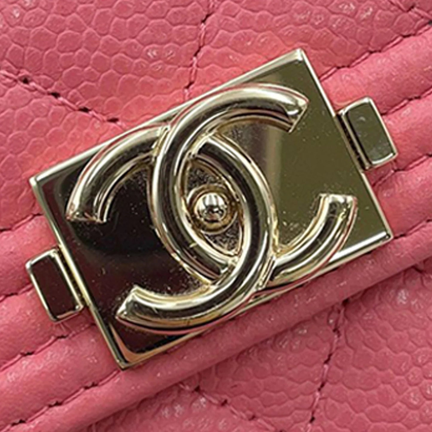 Pink Chanel Quilted Caviar Boy Compact Wallet