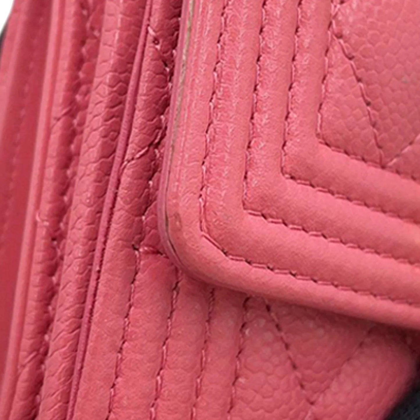 Pink Chanel Quilted Caviar Boy Compact Wallet