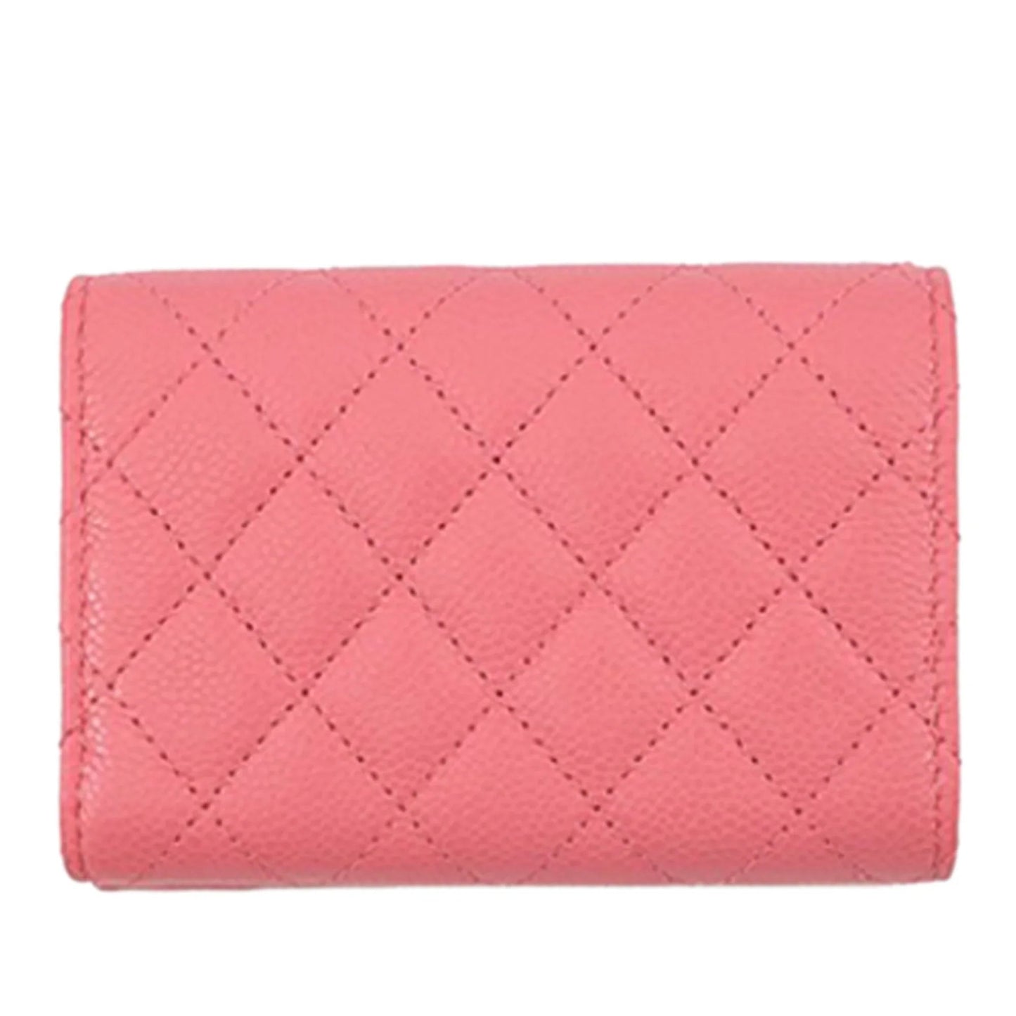 Pink Chanel Quilted Caviar Boy Compact Wallet