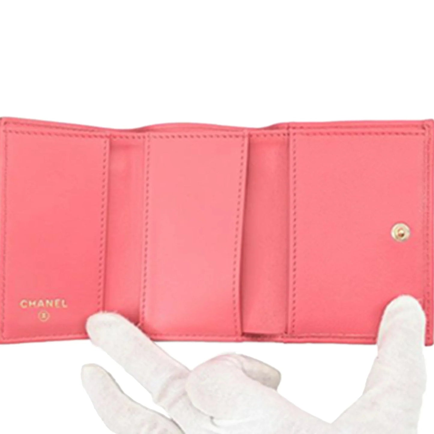 Pink Chanel Quilted Caviar Boy Compact Wallet
