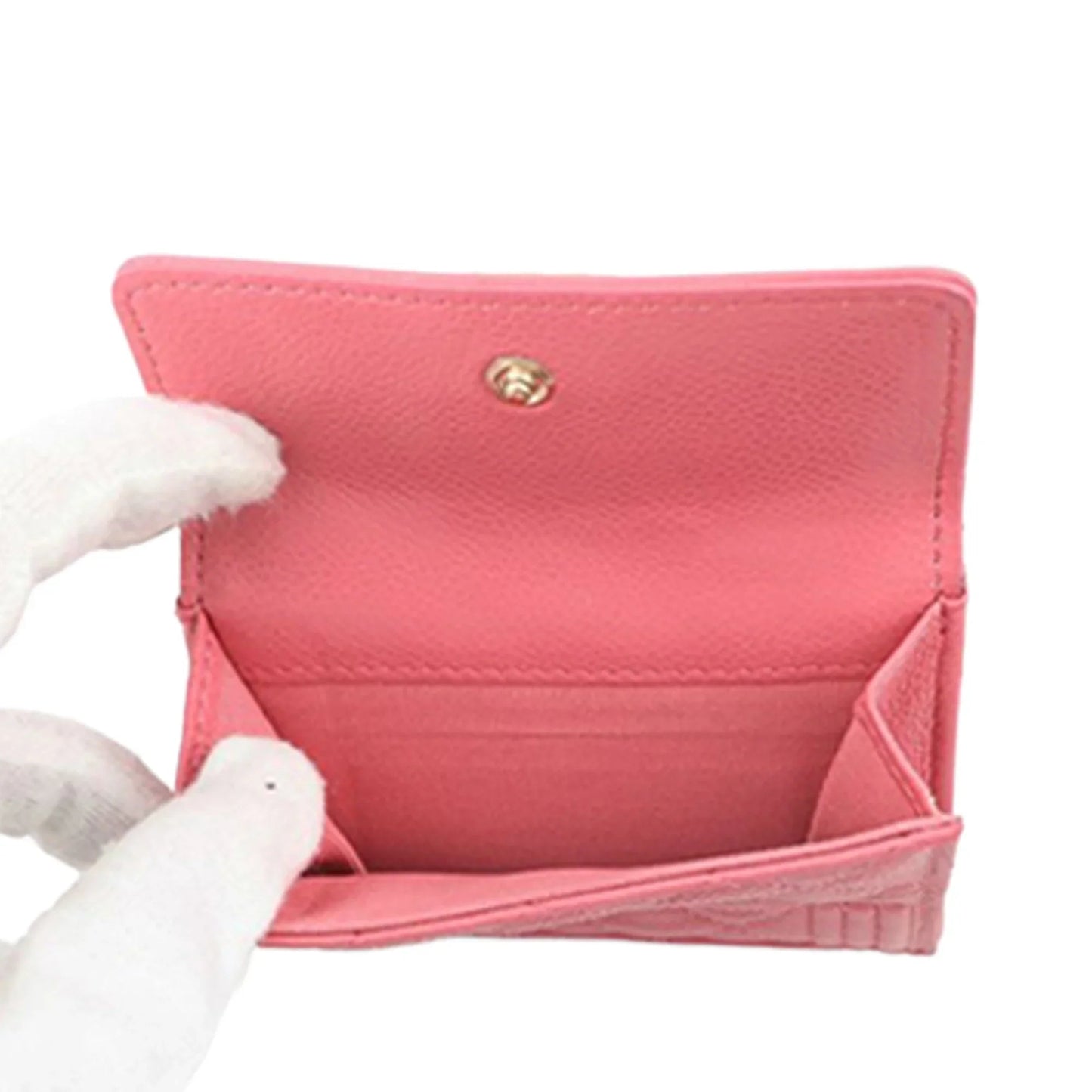 Pink Chanel Quilted Caviar Boy Compact Wallet