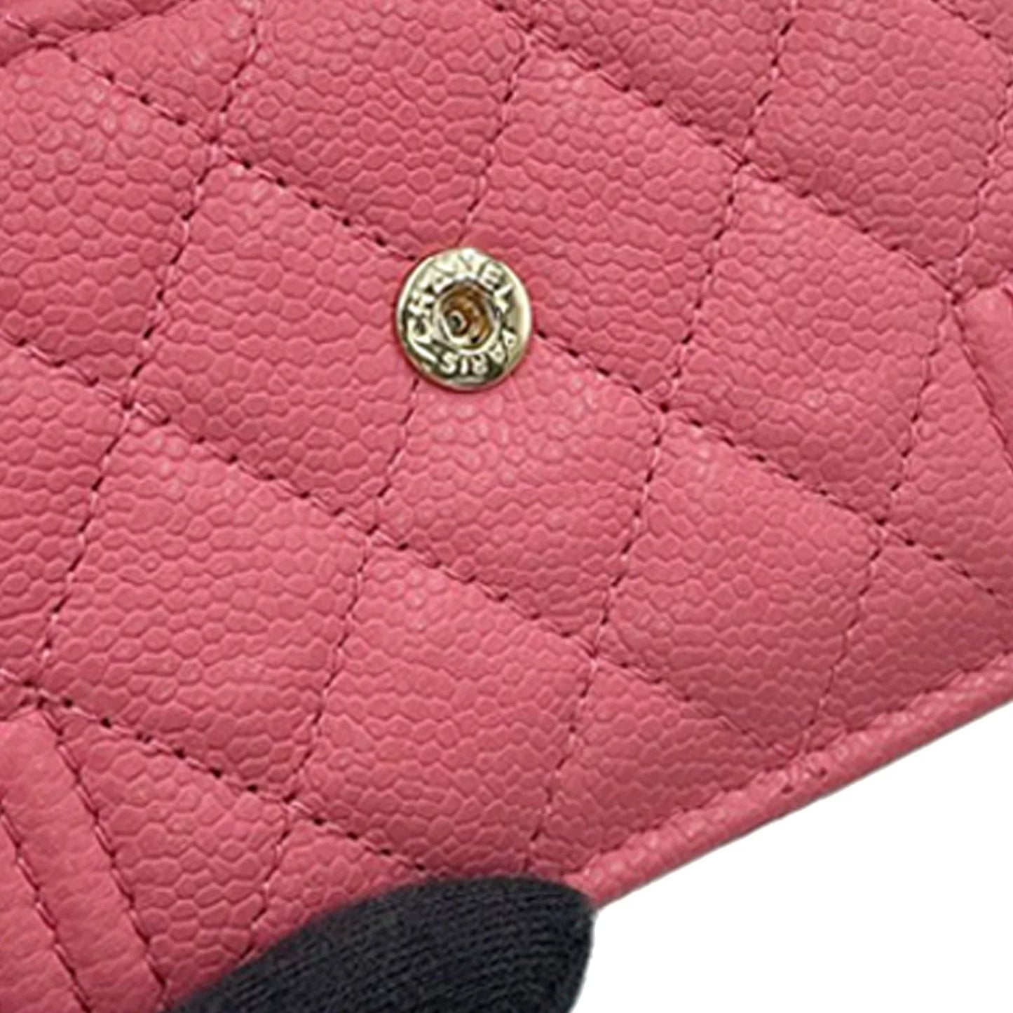 Pink Chanel Quilted Caviar Boy Compact Wallet