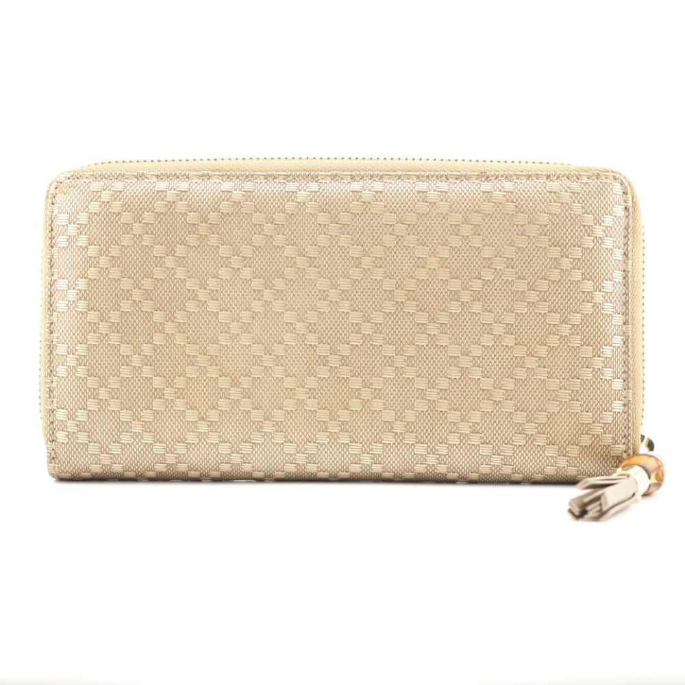 GUCCI Long Wallet Purse 224253 beige Zip Around Bamboo Diamante Women