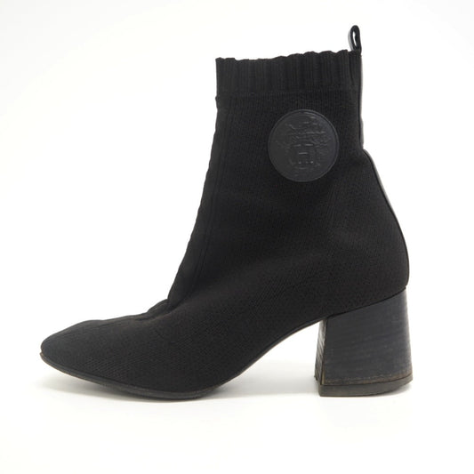 HERMES boots cotton black short boots volver knit Women 36  d