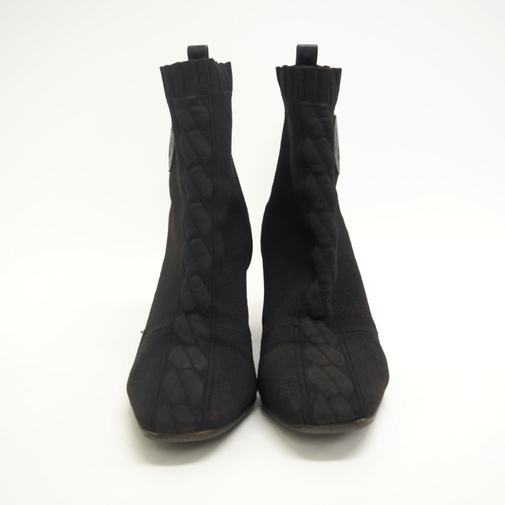 HERMES boots cotton black short boots volver knit Women 36  d