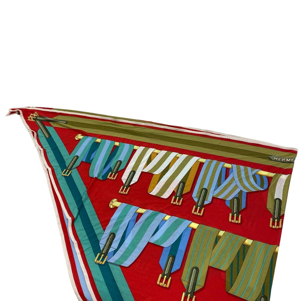 HERMES scarf silk Red Triangle Jean Women  d