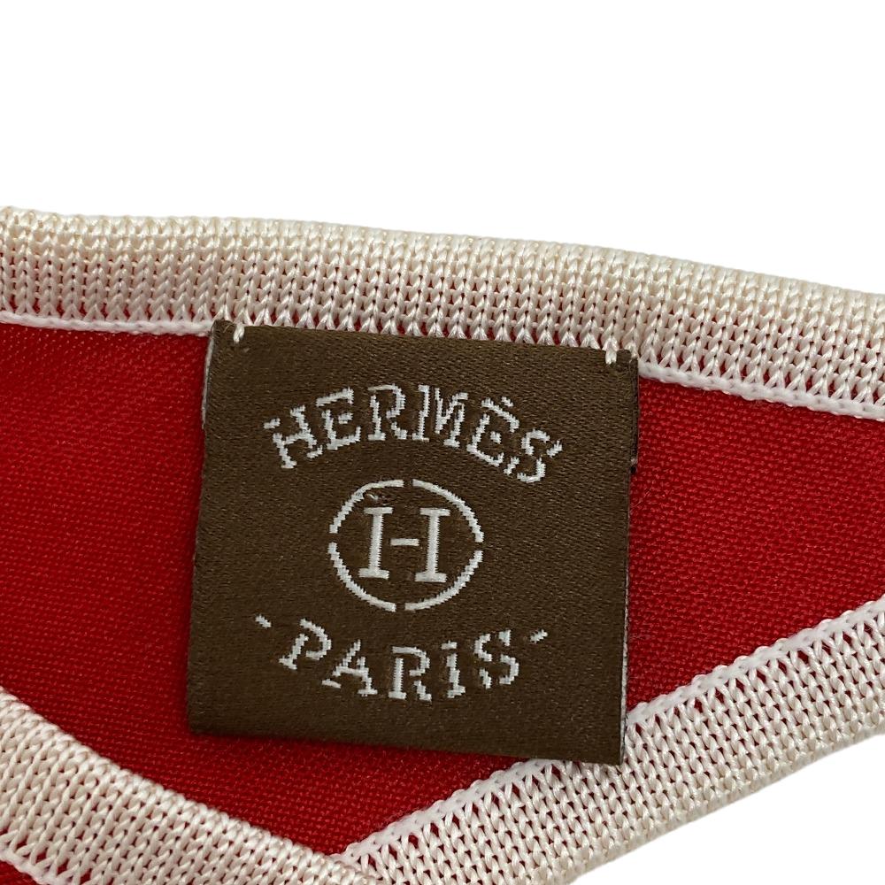 HERMES scarf silk Red Triangle Jean Women  d