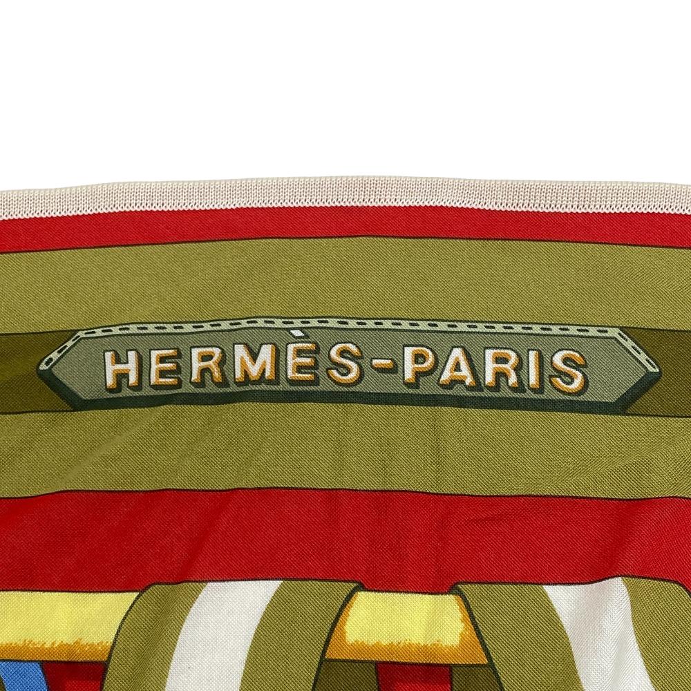 HERMES scarf silk Red Triangle Jean Women  d