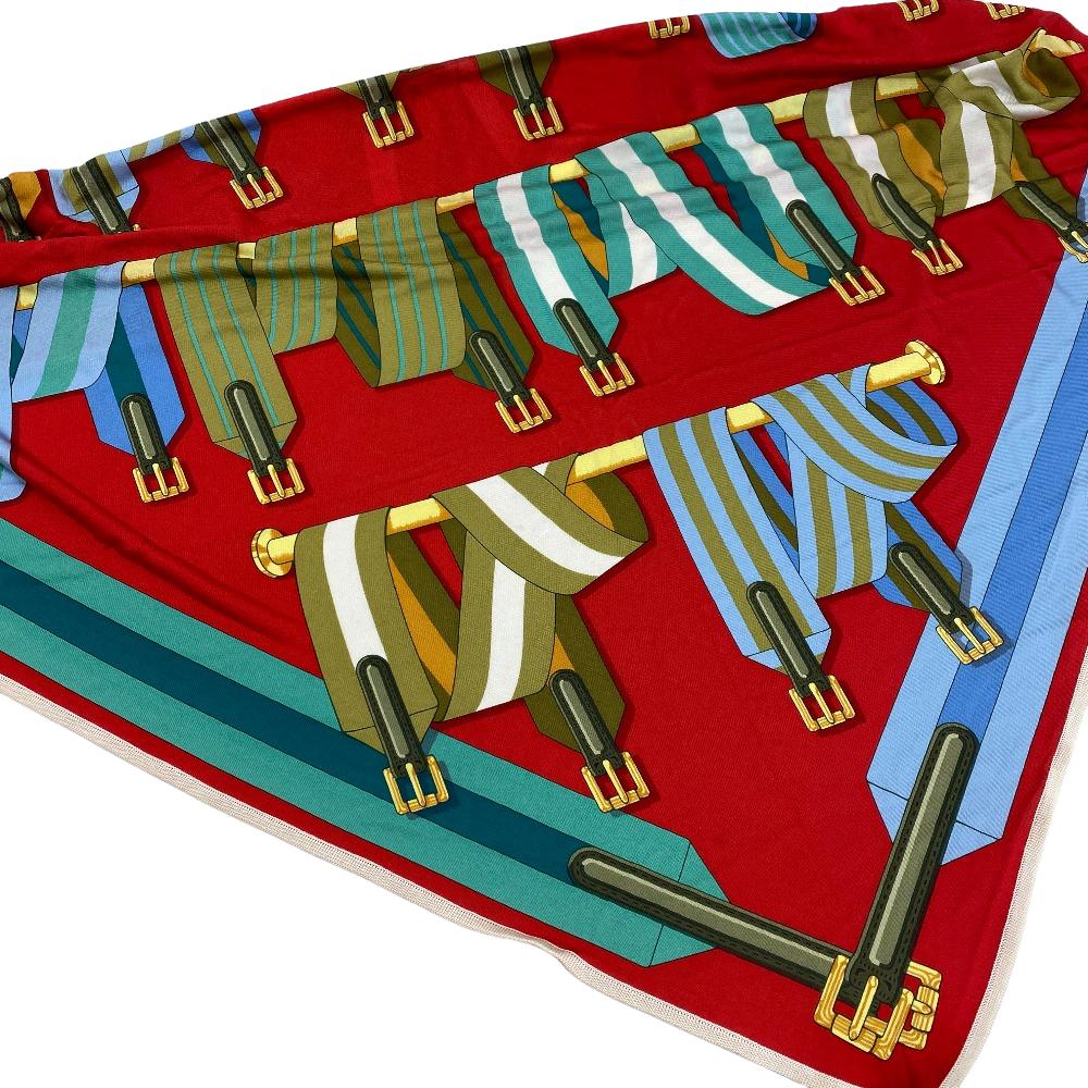 HERMES scarf silk Red Triangle Jean Women  d