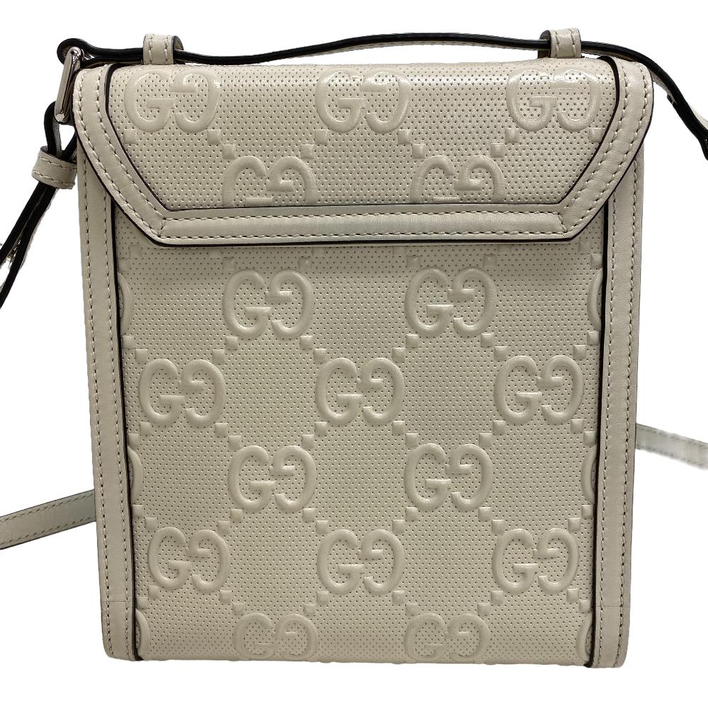 GUCCI Shoulder Bag 625782 leather white GG emboss Women