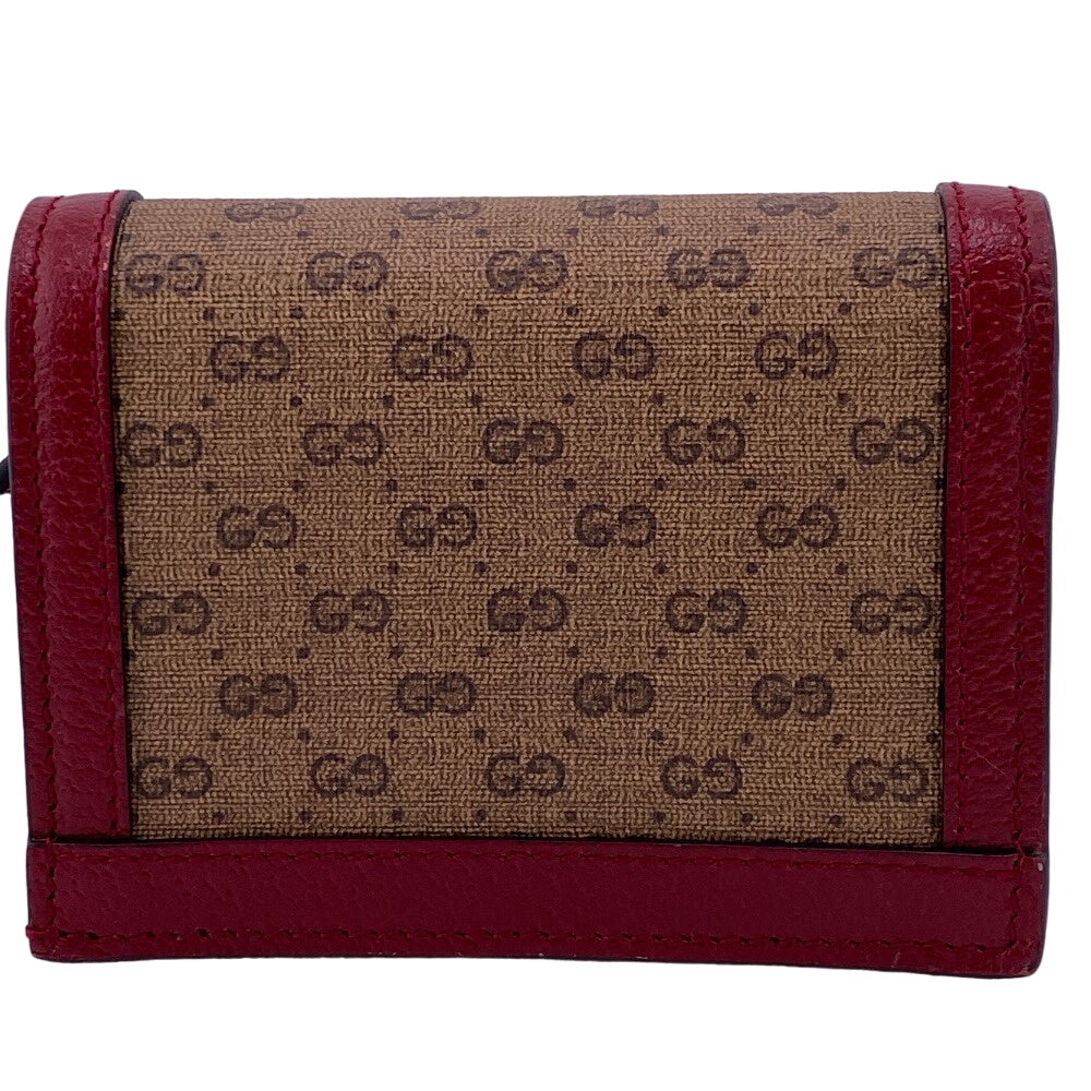 GUCCI Bifold Wallet 647788 Leather, PVC Brown Compact wallet Mini GG Supreme Doraemon Women