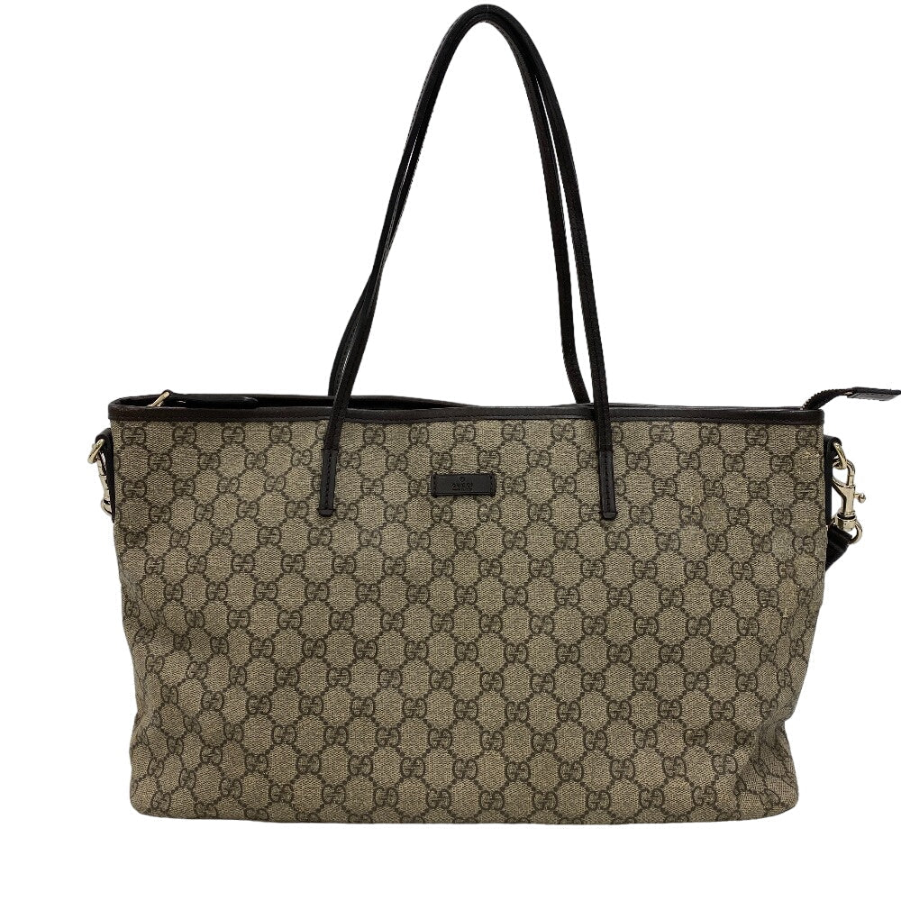 GUCCI Tote Bag PVC Brown 2WAY Shoulder Bag GG Supreme Women