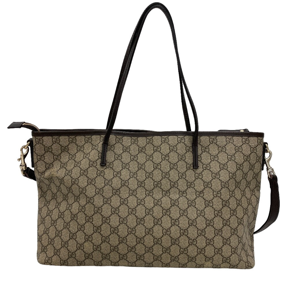 GUCCI Tote Bag PVC Brown 2WAY Shoulder Bag GG Supreme Women