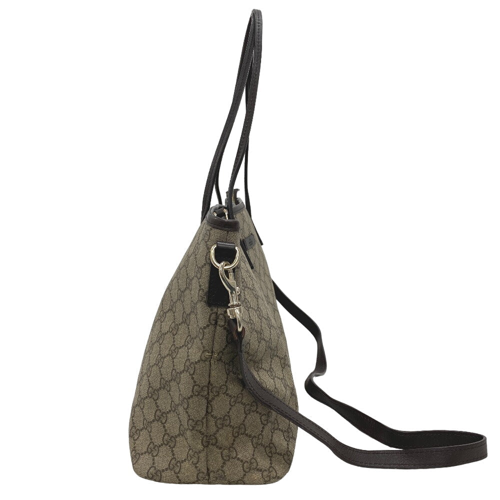 GUCCI Tote Bag PVC Brown 2WAY Shoulder Bag GG Supreme Women