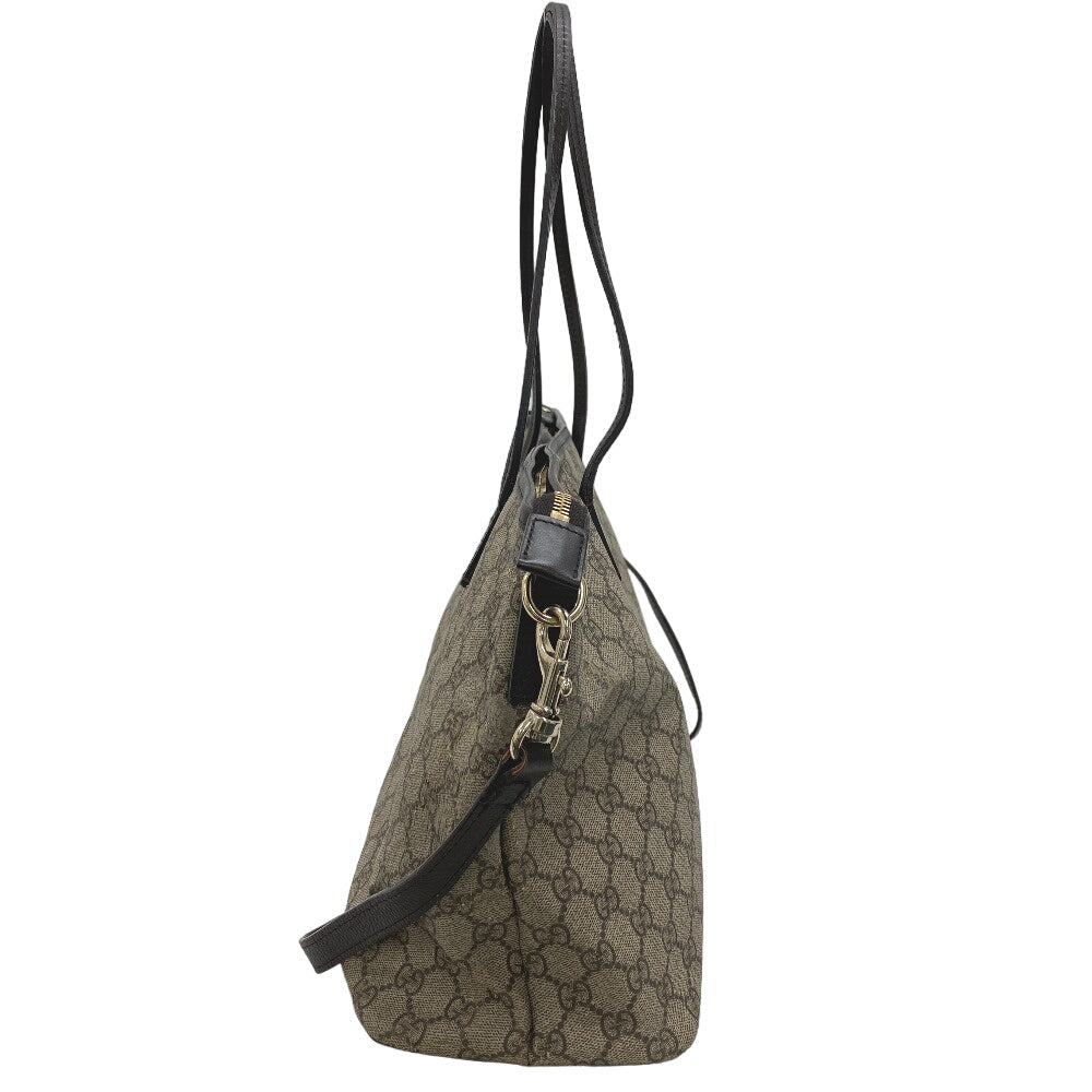 GUCCI Tote Bag PVC Brown 2WAY Shoulder Bag GG Supreme Women