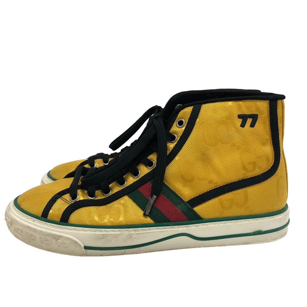 GUCCI sneakers fabric yellow Sherry Line GG Pattern TENNIS 1977 Women(Unisex) 6 1/2