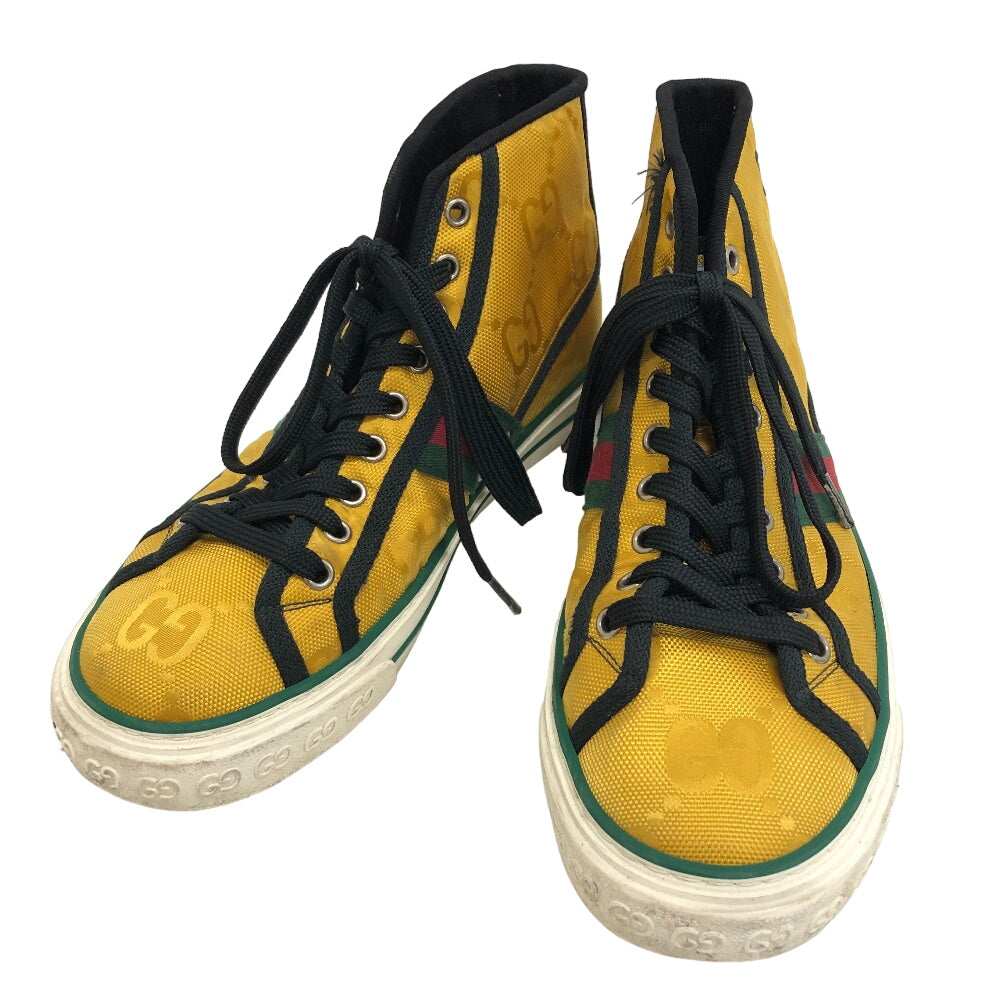 GUCCI sneakers fabric yellow Sherry Line GG Pattern TENNIS 1977 Women(Unisex) 6 1/2