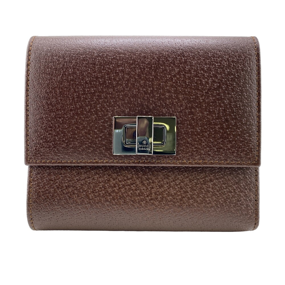 GUCCI Tri-fold wallet leather Brown Women(Unisex)