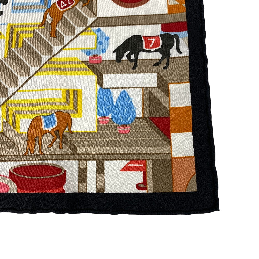 HERMES scarf silk multicolor Carre45 Gavroche Horse Club Detail Women  d