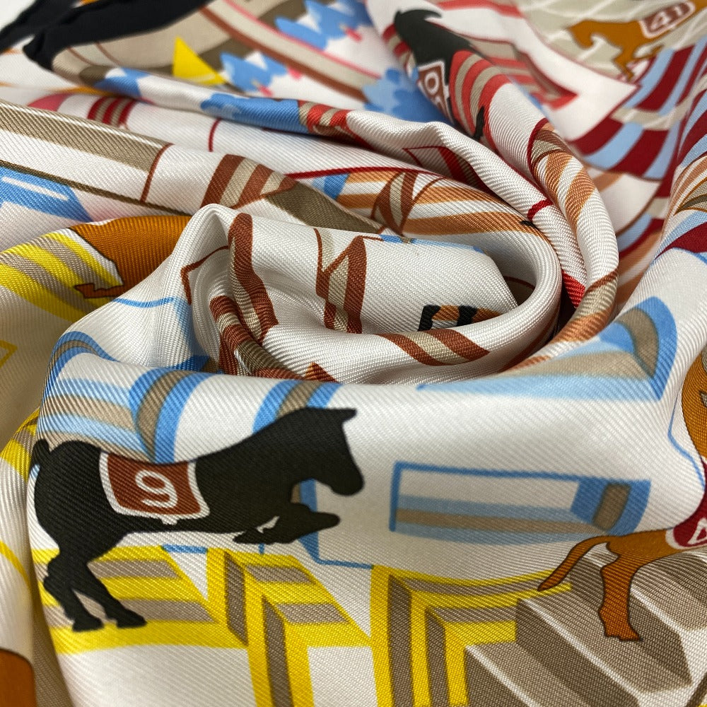 HERMES scarf silk multicolor Carre45 Gavroche Horse Club Detail Women  d
