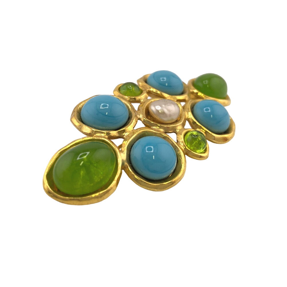 CHANEL Brooch Gold Plated, Faux Pearl, Color Stone multicolor 93P Gripoa Women  d